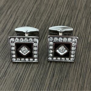 Men Dress Shirt Cuff Links Black Silver Studd Fashion Jewelry Cufflinks